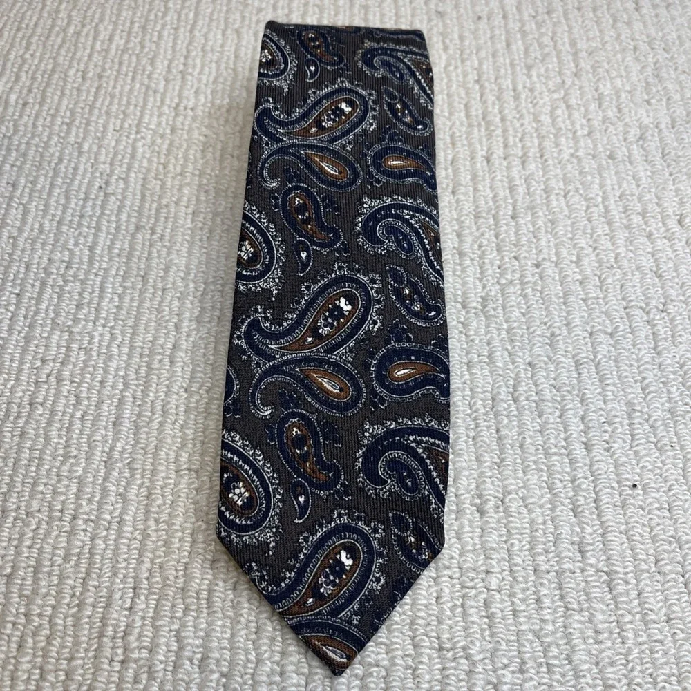 Robert Talbott Nordstrom Wool Tie Brown Paisley Men's Designer Necktie
